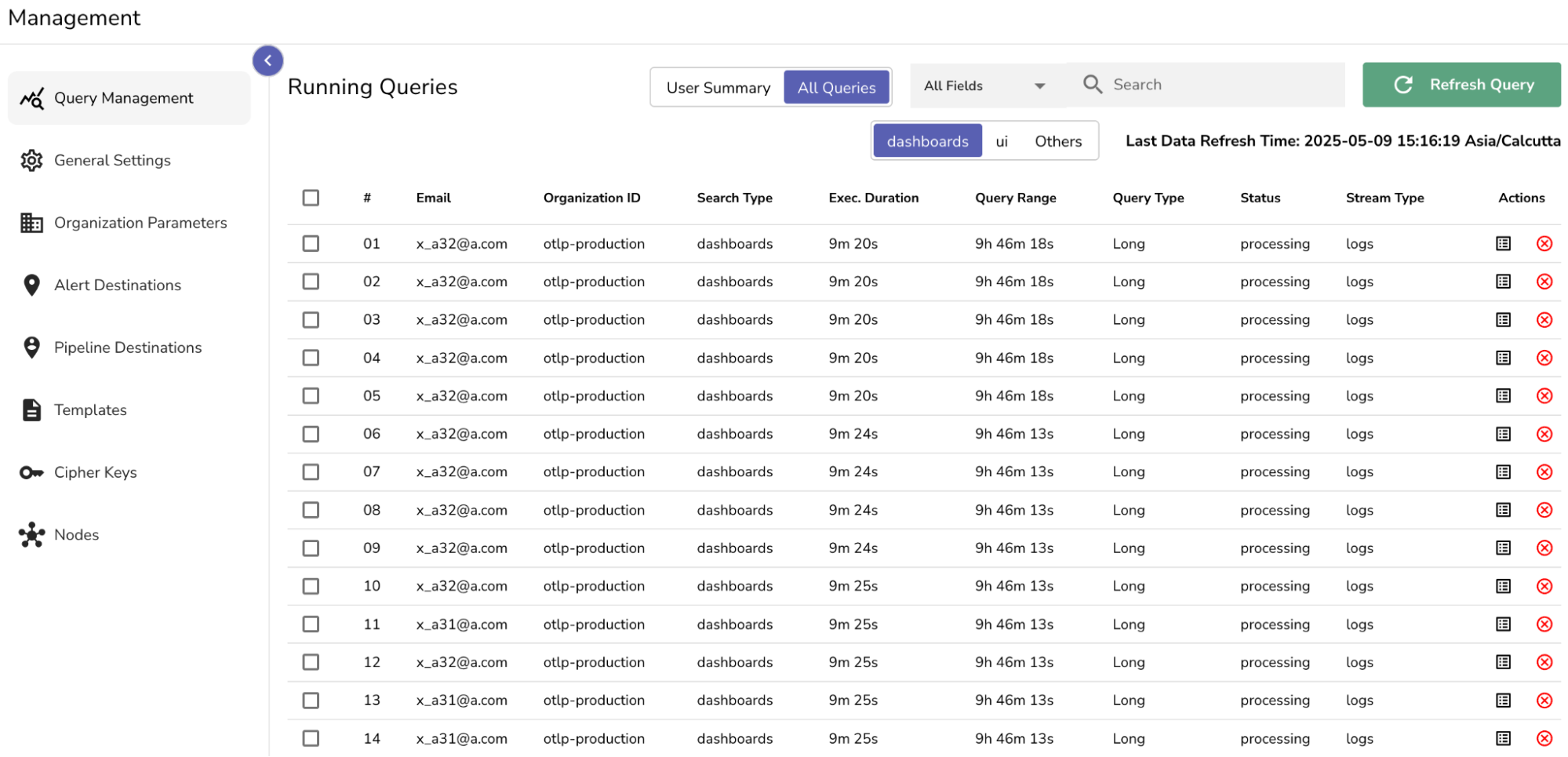 All Running Queries