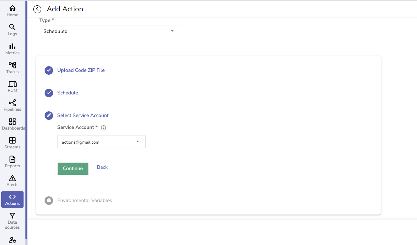 select service account