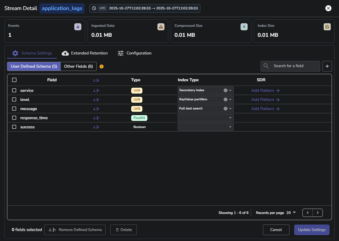 schema settings