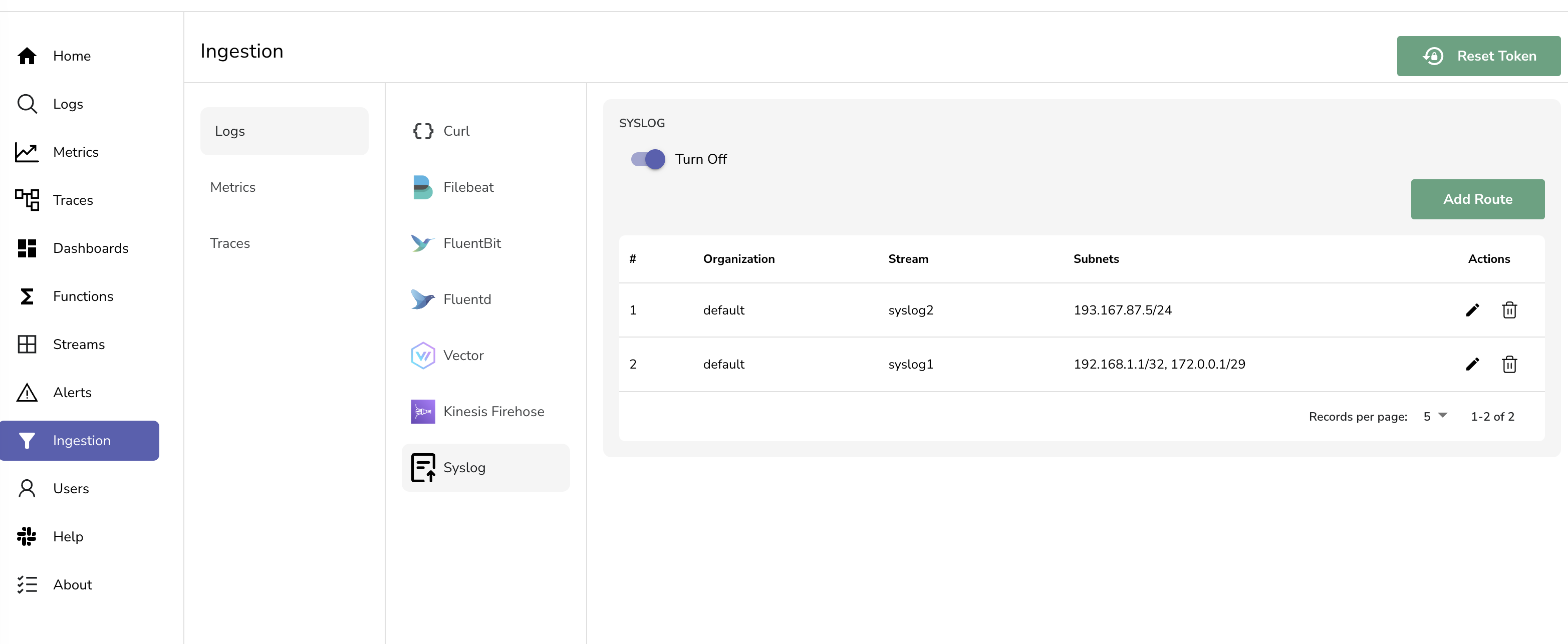 Enable syslog