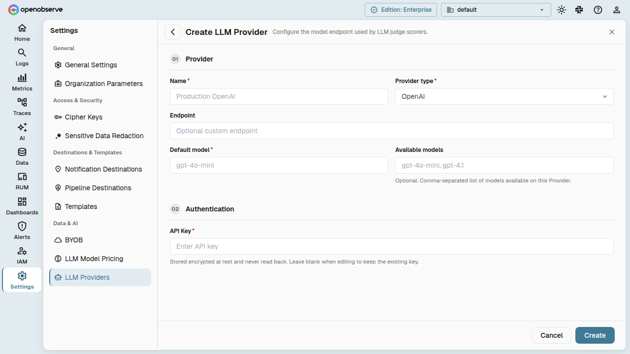 the Add Provider form