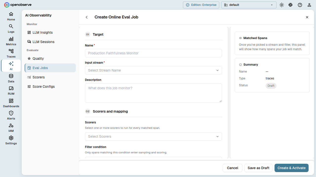 the Add Eval Job form