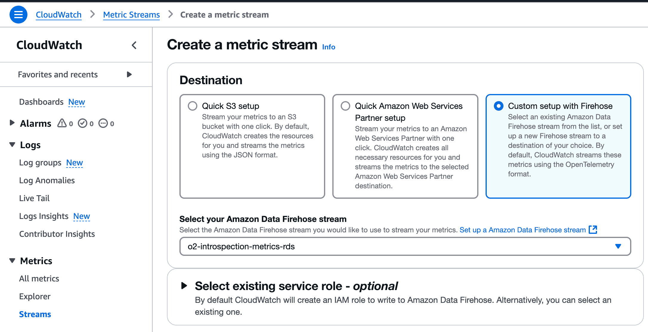 Create Metric Stream