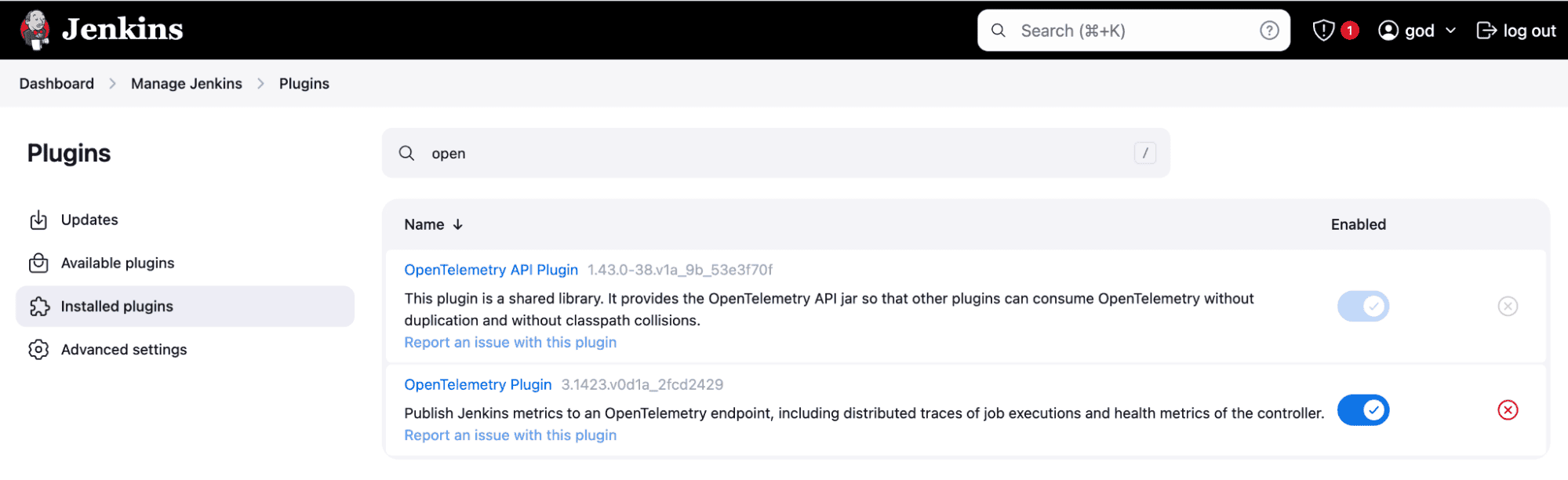 Install the OpenTelemetry Plugin