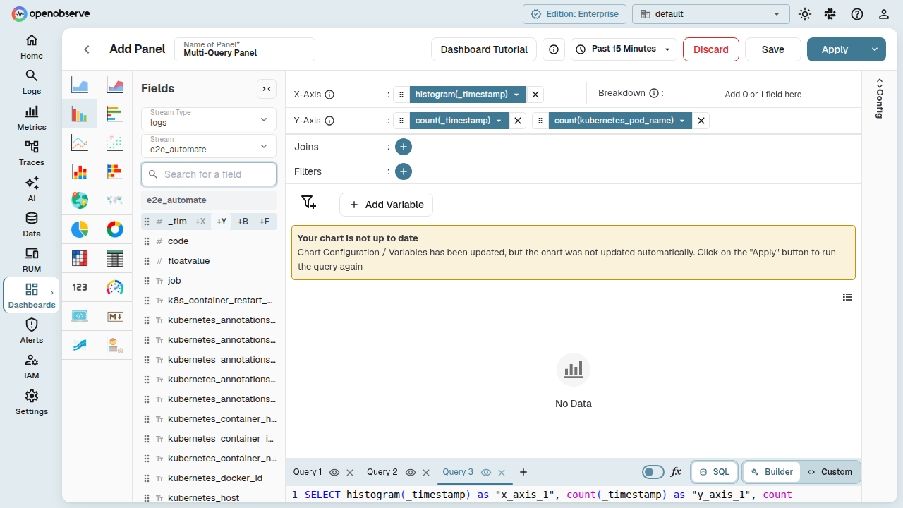 panel editor with multiple query tabs