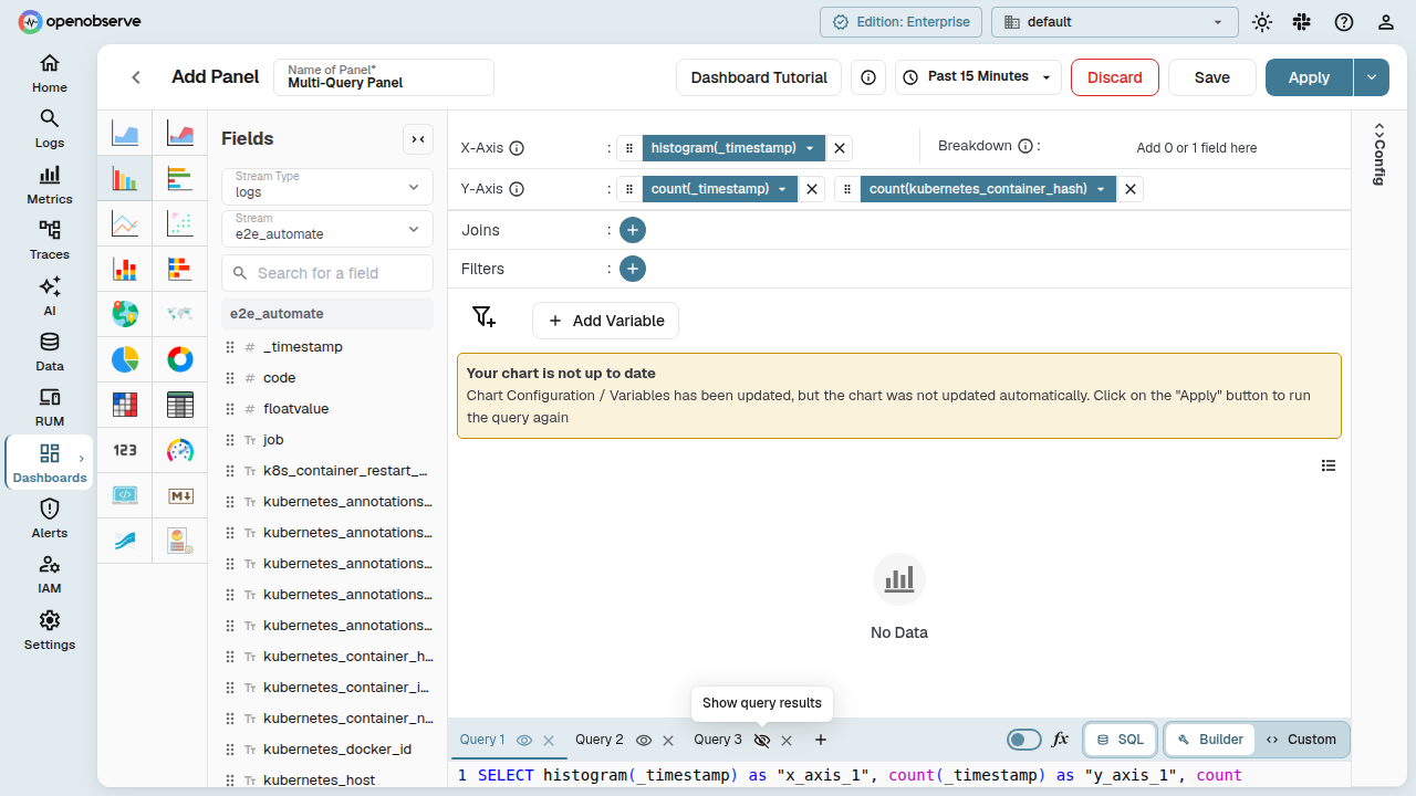 eye icon toggling query visibility on tabs